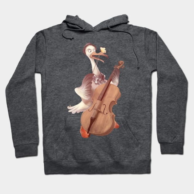 The Ostrich Playing the Cello Hoodie by zkozkohi